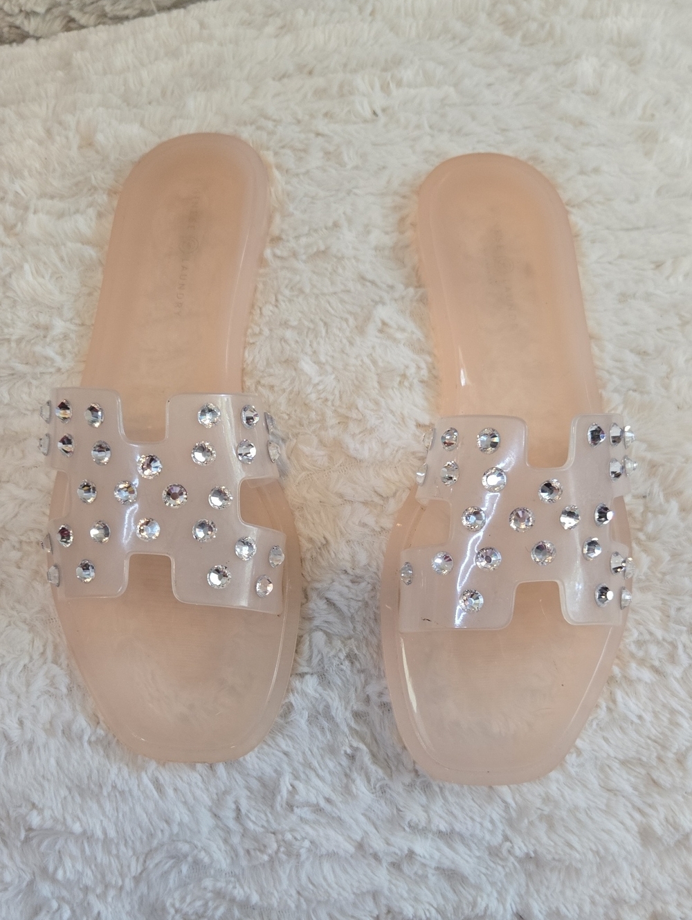 Clear Crystal-Embellished Slide Sandals - Women